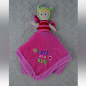 Baby Essentials Cute as a Bug Lovey Security Blanket Little Ladybug Pink Green